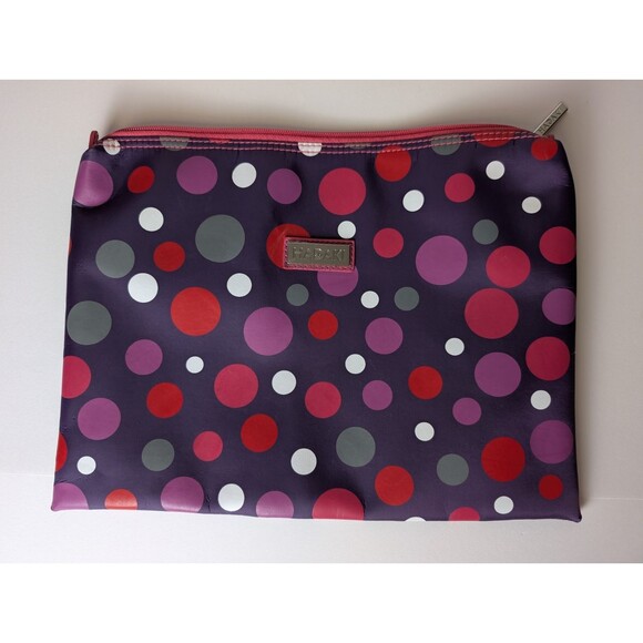 Hadaki Handbags - Hadaki Women's Zipper Travel Makeup Purse Pouch Purple Polkadot Pattern